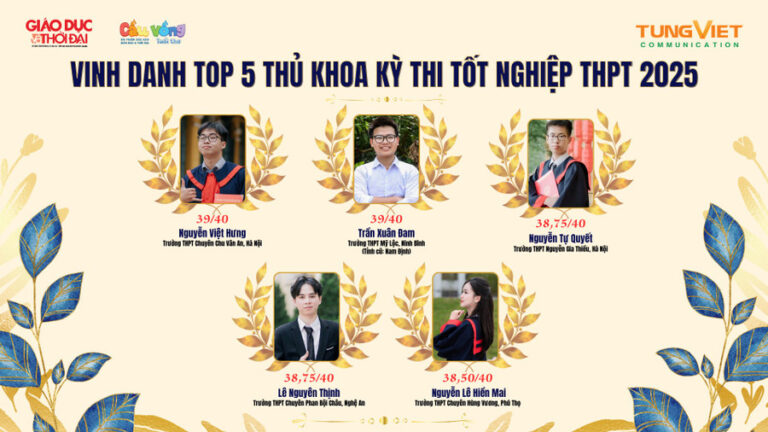 Công bố danh sách Vinh danh top 5 thủ khoa toàn quốc Kỳ thi tốt nghiệp THPT 2025